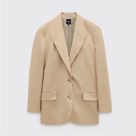 NWT ZARA Rustic Oversized Blazer, Linen-Blend - Picture 4 of 14